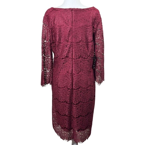 RN STUDIO by Ronni Nicole  Size 16 Women Elegant Burgundy Lace Dress Back Zipper - Picture 8 of 10